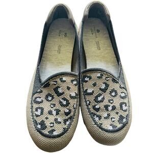 Clarks Cloud Steppers Green Animal Print Washable Loafers Size 6.5
